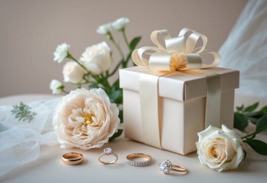 Elegant gaveidéer til brudeparret med smukke dekorationer og romantisk stemning.